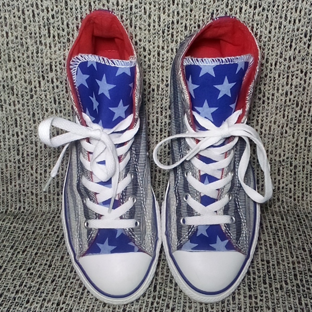 EUC Converse Rare Flag Bars and Stars Chuck Taylor Hi CTAS 642833F